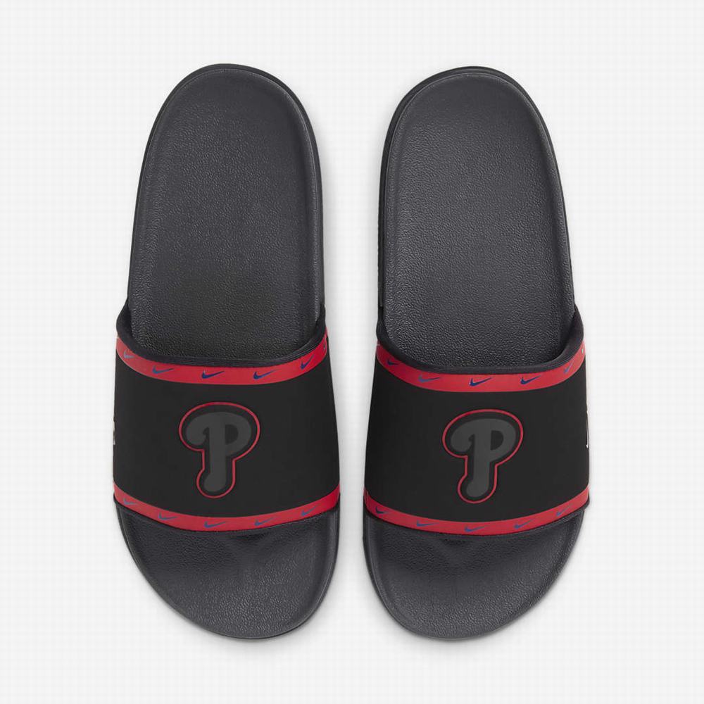 Nike Offcourt (MLB Philadelphia Phillies) Férfi Papucs Fekete Piros Kék Sötétszürke | NI9510-N53