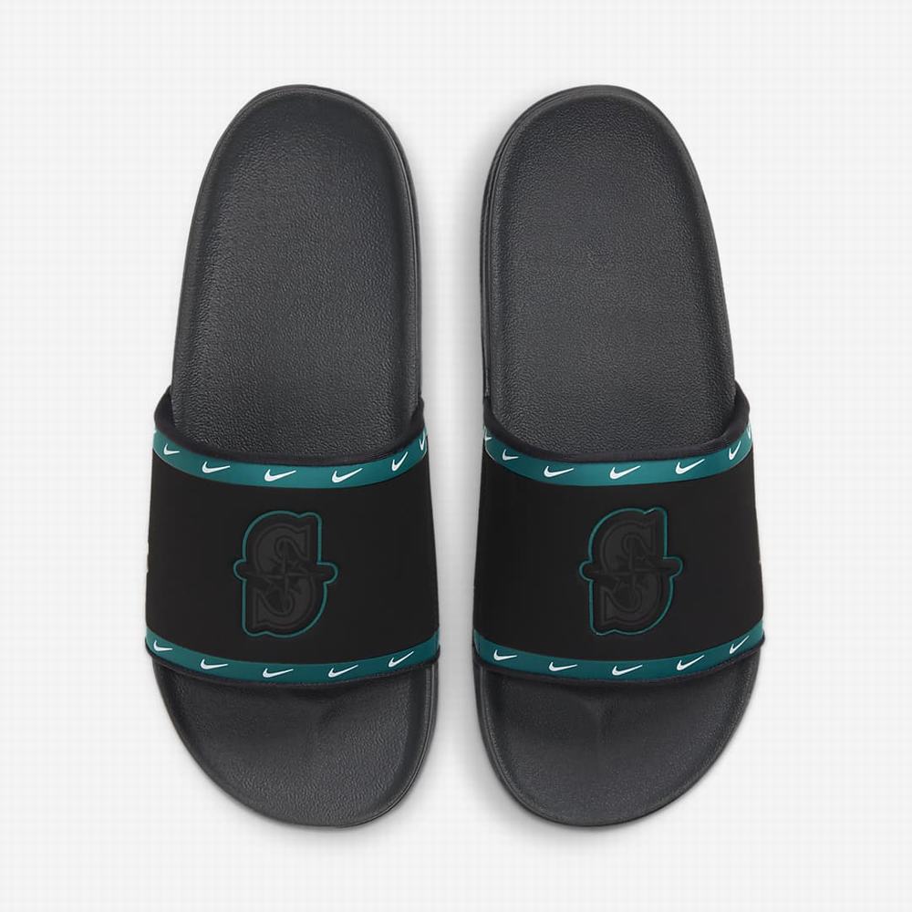 Nike Offcourt (MLB Seattle Mariners) Férfi Papucs Fekete Fehér Sötétszürke | NI9467-A76