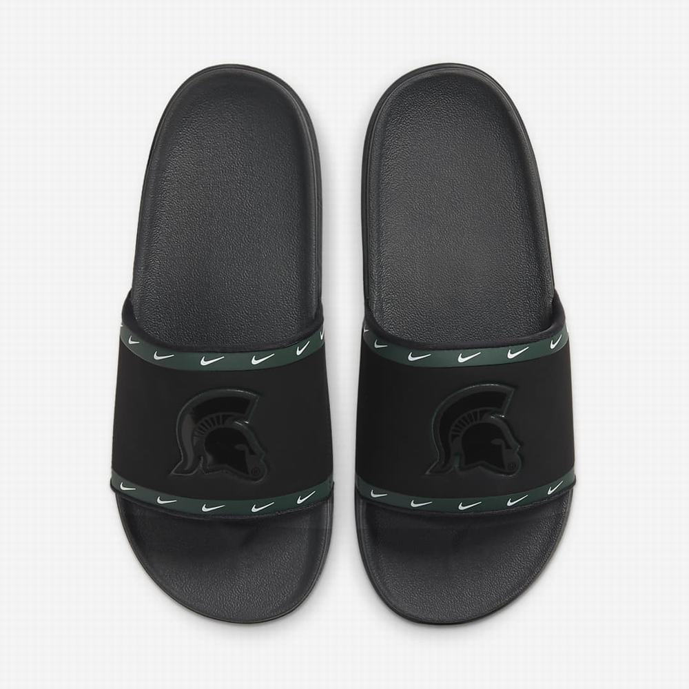 Nike Offcourt (Michigan State) Férfi Papucs Fekete Zöld Fehér Sötétszürke | NI0451-T52