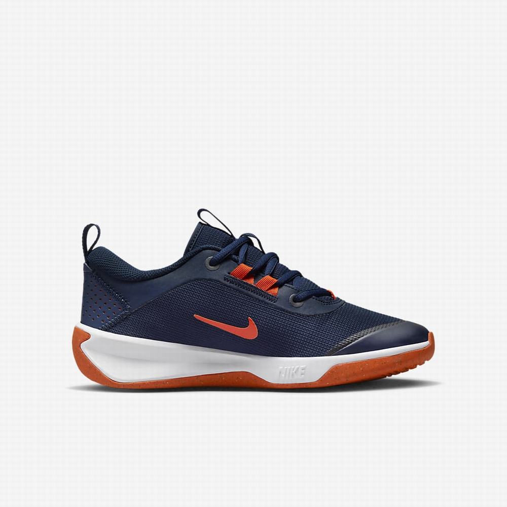 Nike Omni Multi-Court Gyerek Teniszcipő Sötétkék Királykék Fehér Narancssárga | NI6084-K68