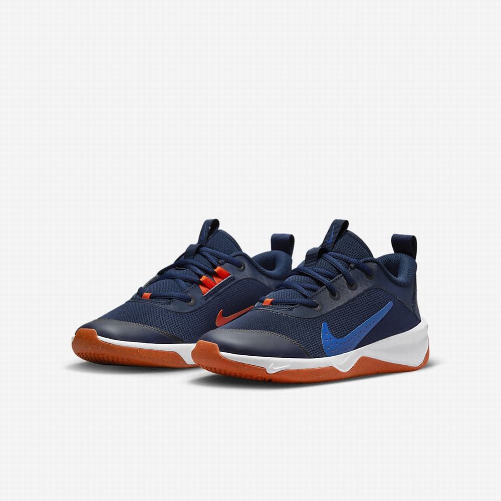 Nike Omni Multi-Court Gyerek Teniszcipő Sötétkék Királykék Fehér Narancssárga | NI6084-K68