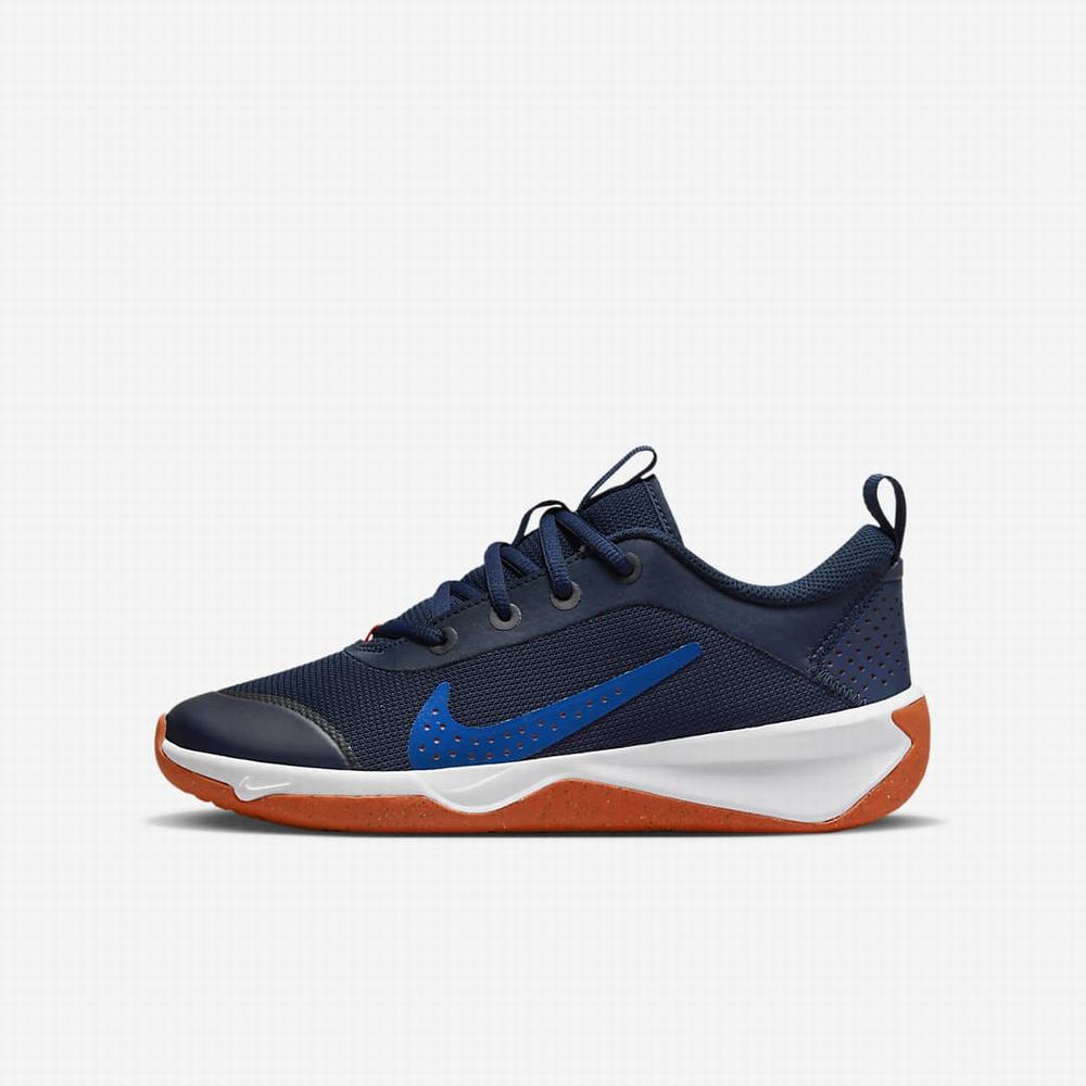 Nike Omni Multi-Court Gyerek Teniszcipő Sötétkék Királykék Fehér Narancssárga | NI6084-K68