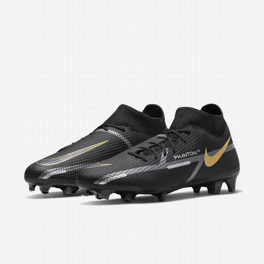 Nike Phantom GT2 Academy Dynamic Fit MG Multi-Ground Női Focicipő Fekete Metal Arany Sötétszürke Metal Sötétszürke | NI9586-G04