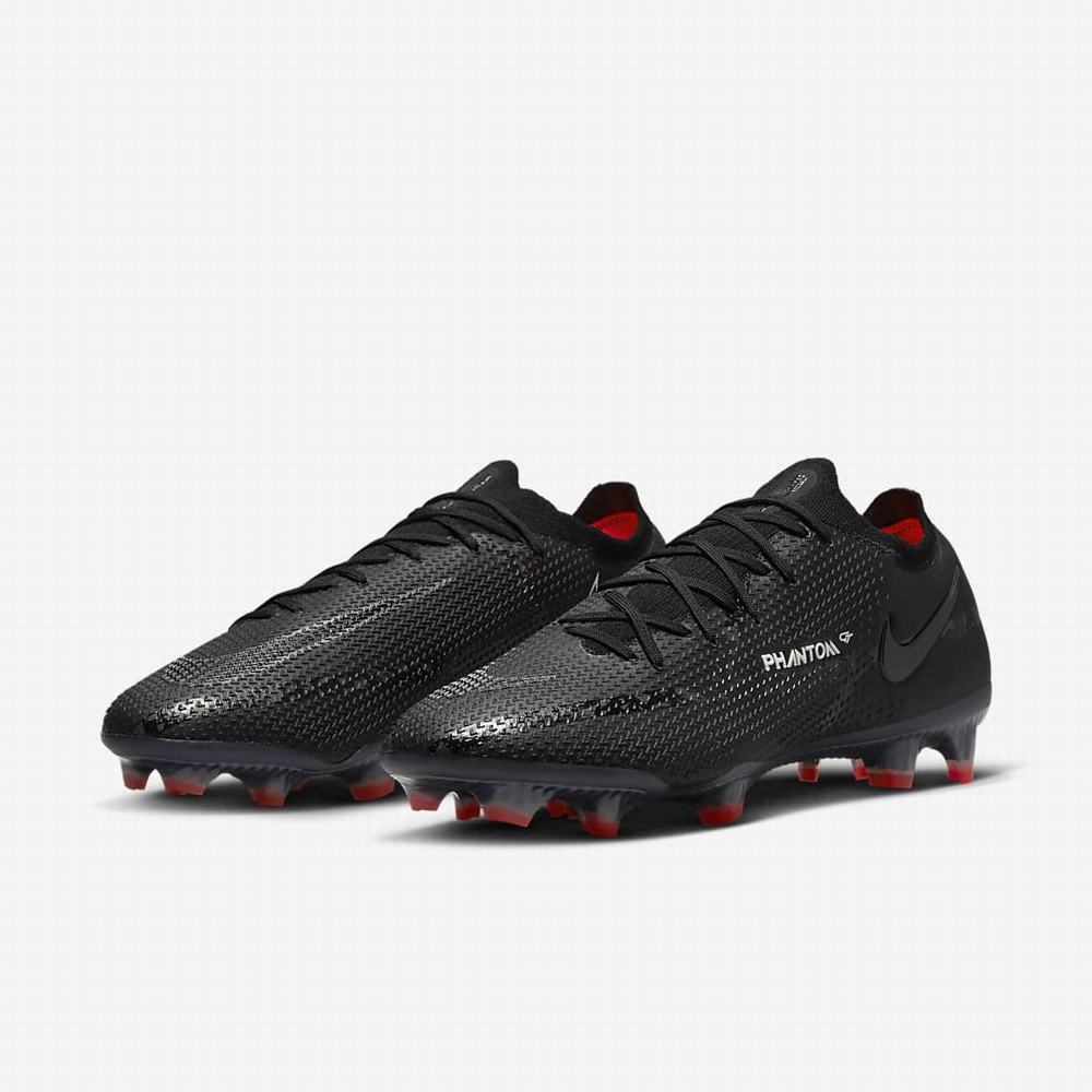 Nike Phantom GT2 Elite FG Firm-Ground Férfi Focicipő Fekete Fehér Világos Piros Sötétszürke | NI7562-M34