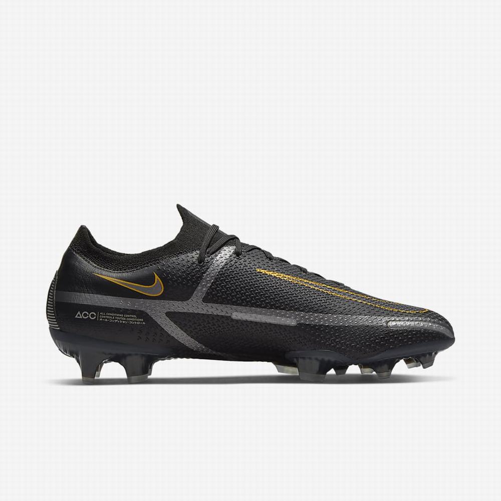 Nike Phantom GT2 Elite FG Firm-Ground Női Focicipő Fekete Metal Arany Metal Titán Metal Sötétszürke | NI9516-N84