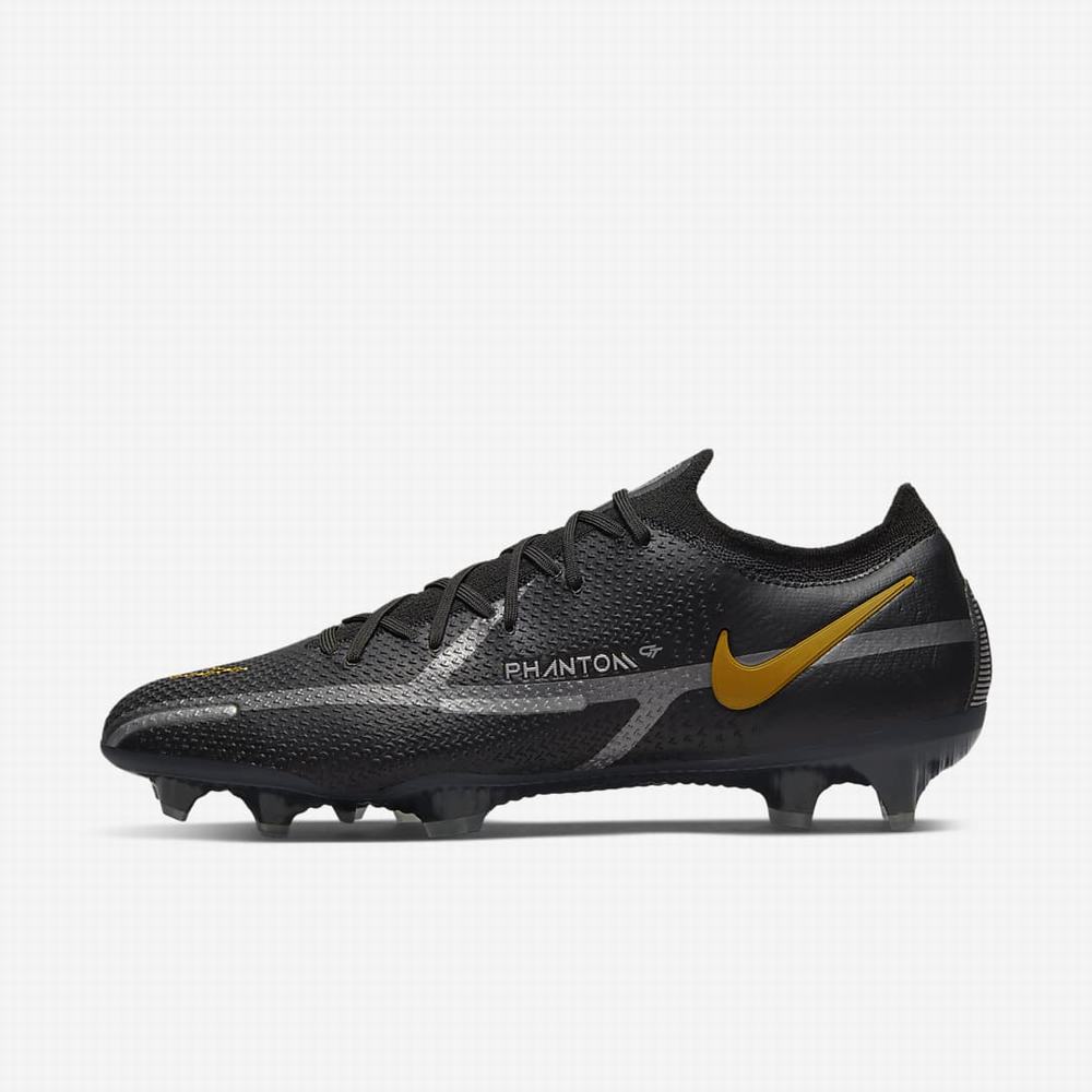 Nike Phantom GT2 Elite FG Firm-Ground Női Focicipő Fekete Metal Arany Metal Titán Metal Sötétszürke | NI9516-N84