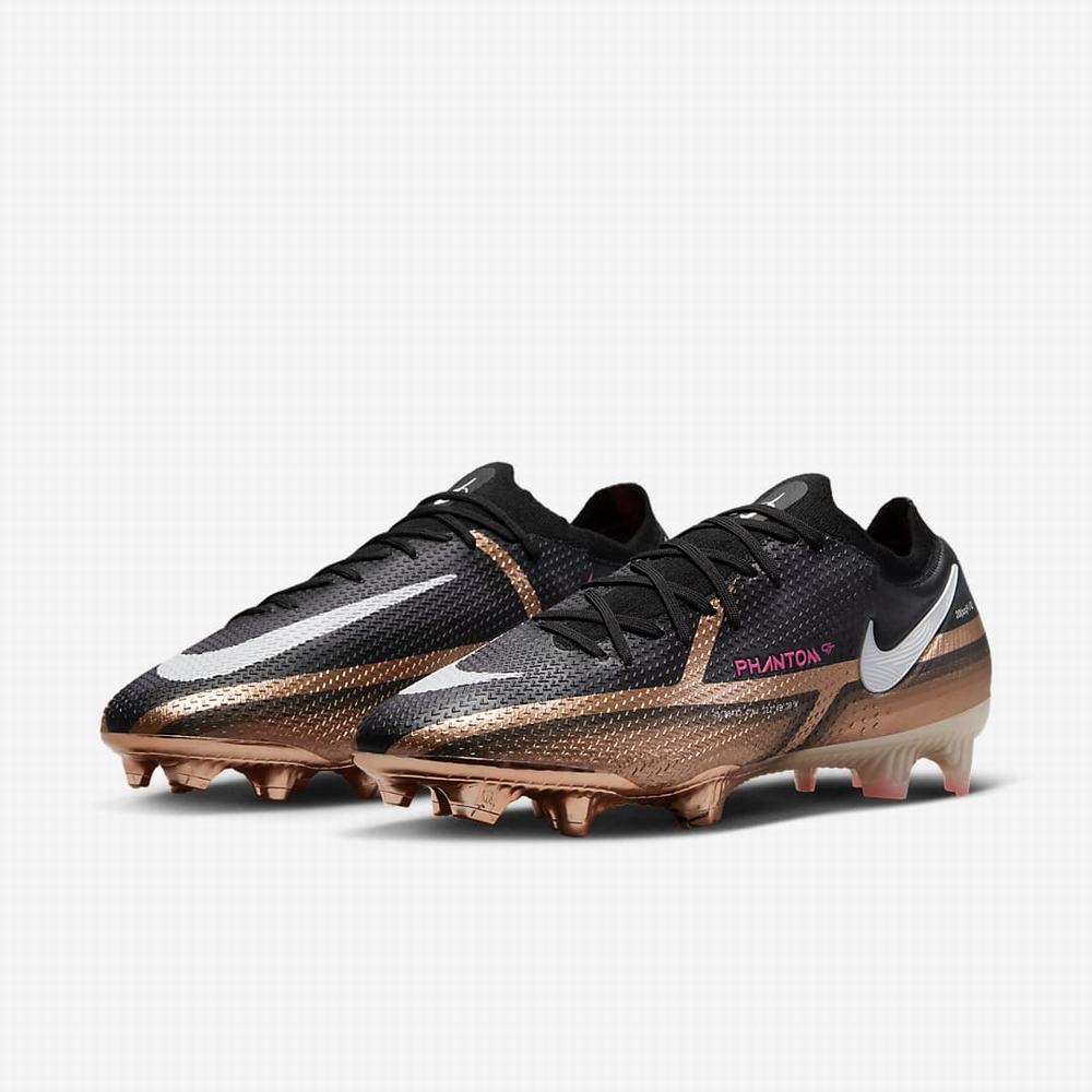 Nike Phantom GT2 Elite Q FG Firm-Ground Férfi Focicipő Metal Réz Fekete Fehér | NI6742-C47