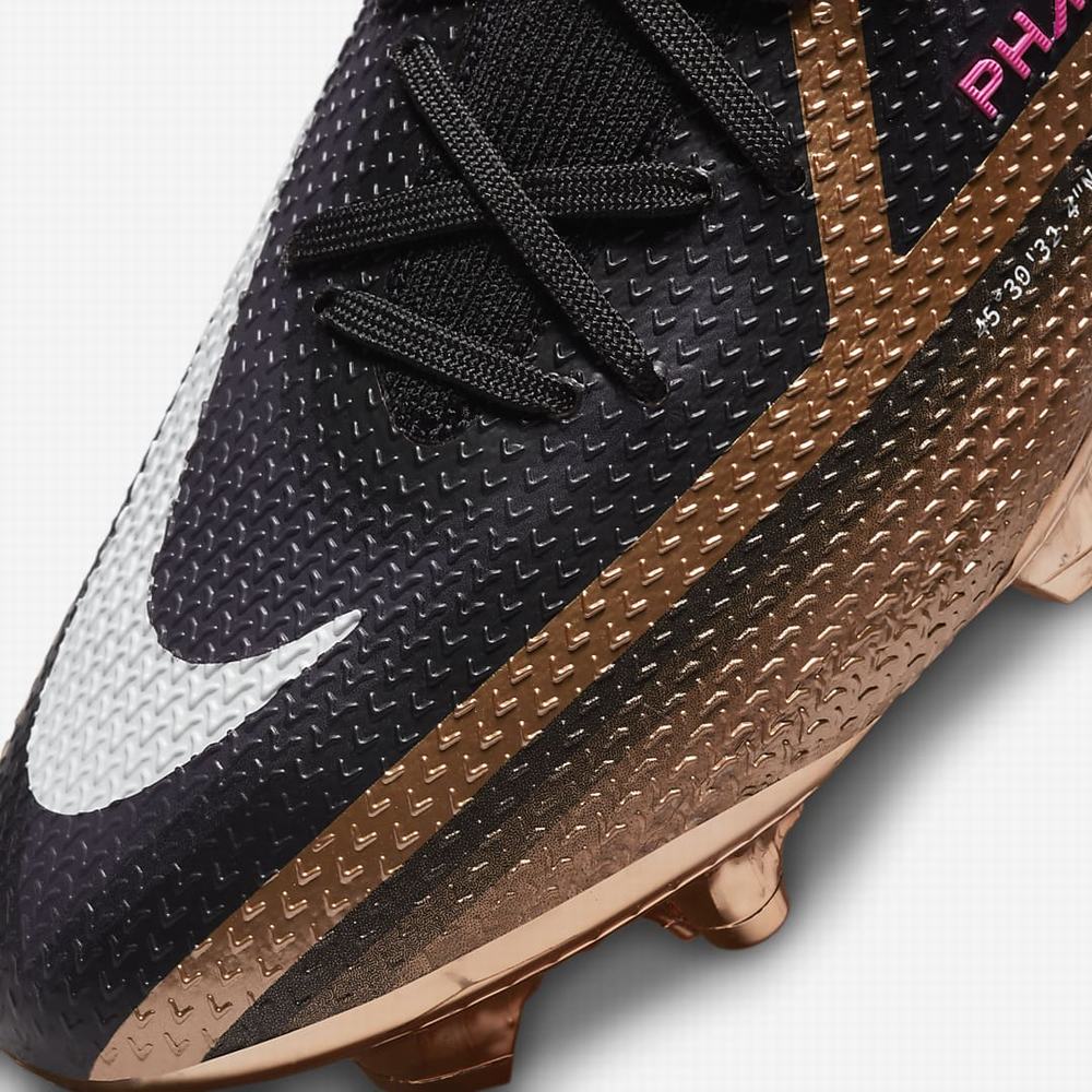 Nike Phantom GT2 Elite Q FG Firm-Ground Férfi Focicipő Metal Réz Fekete Fehér | NI6742-C47