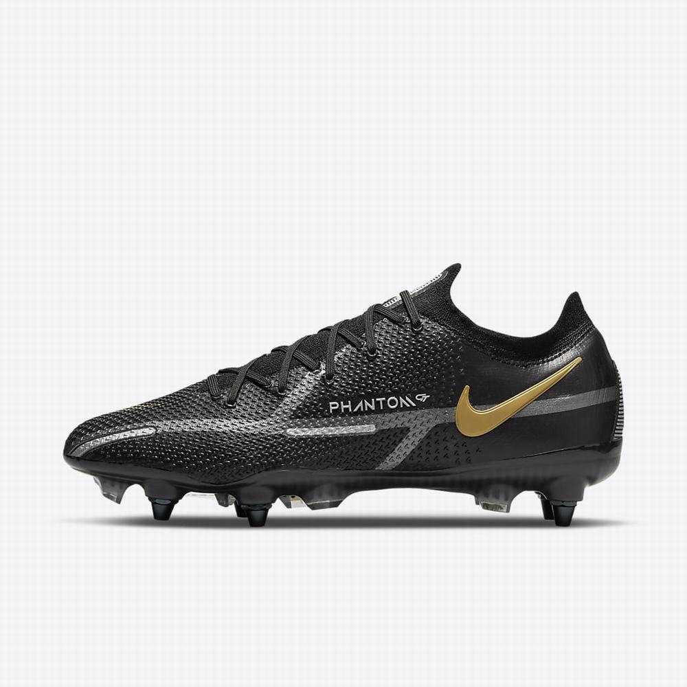 Nike Phantom GT2 Elite SG-Pro AC Soft-Ground Női Focicipő Fekete Metal Arany Metal Titán Metal Sötétszürke | NI9831-M68