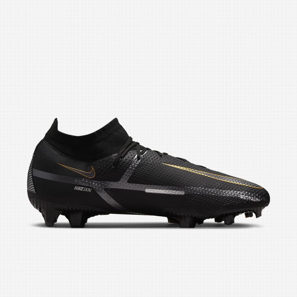 Nike Phantom GT2 Pro Dynamic Fit FG Firm-Ground Női Focicipő Fekete Metal Arany Metal Titán Metal Sötétszürke | NI4671-W47