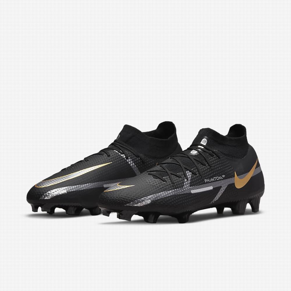 Nike Phantom GT2 Pro Dynamic Fit FG Firm-Ground Női Focicipő Fekete Metal Arany Metal Titán Metal Sötétszürke | NI4671-W47
