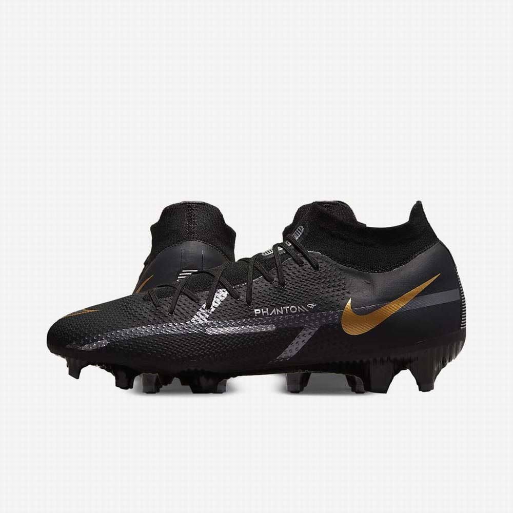 Nike Phantom GT2 Pro Dynamic Fit FG Firm-Ground Női Focicipő Fekete Metal Arany Metal Titán Metal Sötétszürke | NI4671-W47