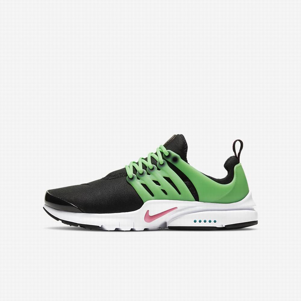 Nike Presto Gyerek Utcai Cipő Fekete Fehér Zöld Rózsaszín | NI1784-K02