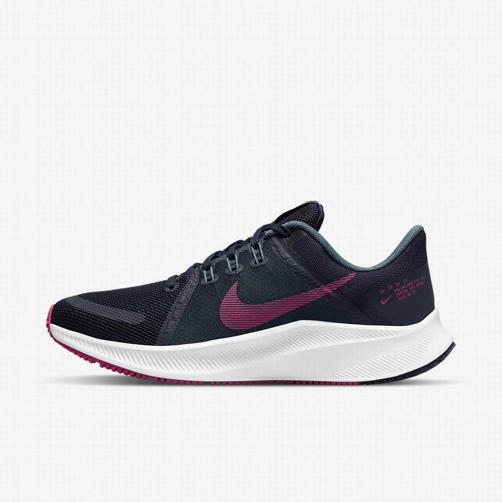 Nike Quest 4 Női Futócipő Fekete Rózsaszín Sötétszürke Fehér | NI2165-Z23