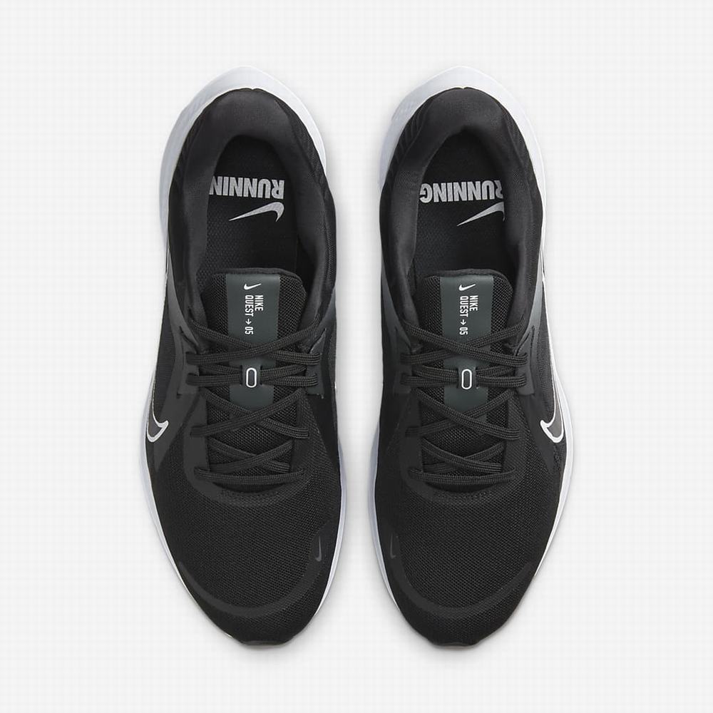 Nike Quest 5 Férfi Futócipő Fekete Szürke Sötétszürke Fehér | NI6913-R61