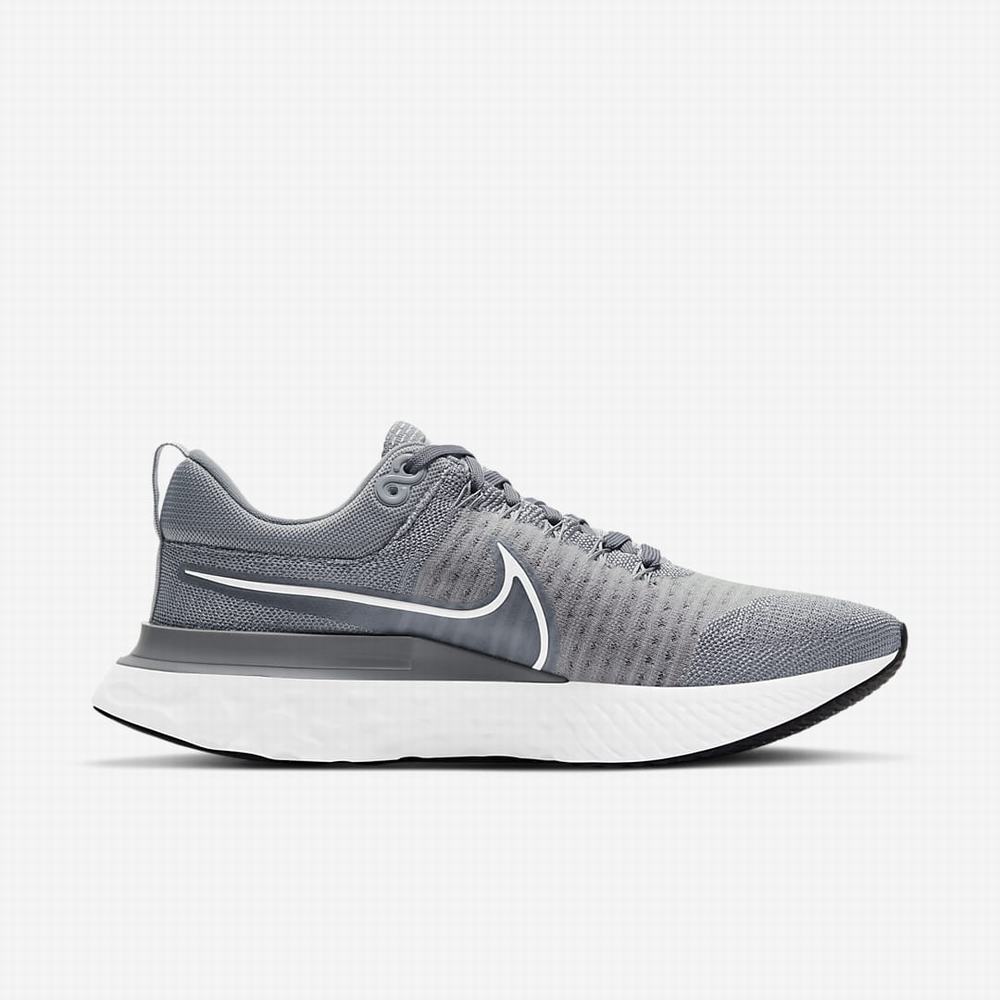 Nike React Infinity Run Flyknit 2 Férfi Futócipő Szürke Szürke Fekete Fehér | NI8761-Z67