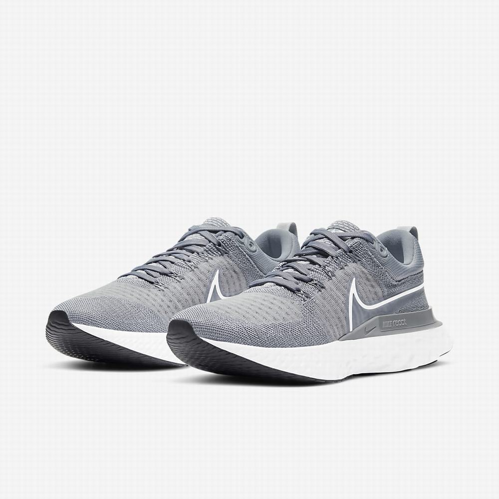 Nike React Infinity Run Flyknit 2 Férfi Futócipő Szürke Szürke Fekete Fehér | NI8761-Z67