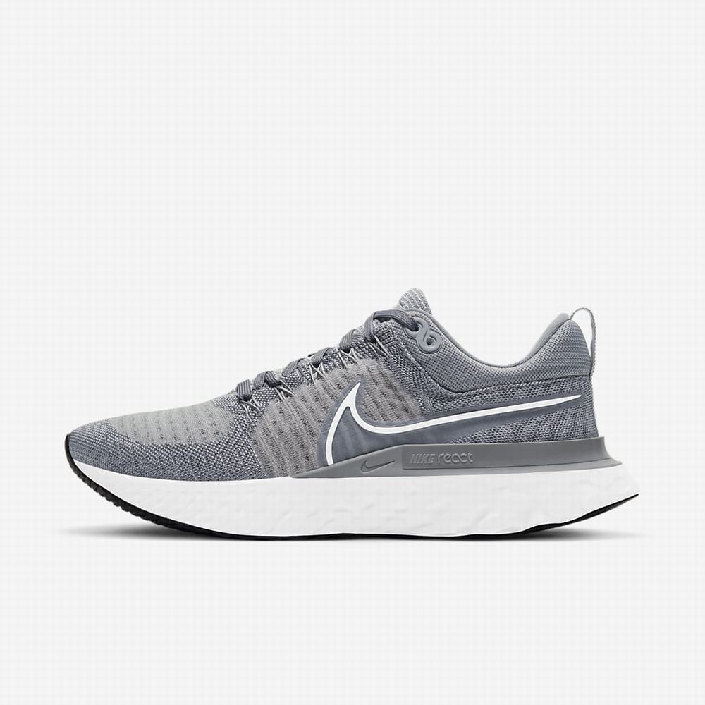Nike React Infinity Run Flyknit 2 Férfi Futócipő Szürke Szürke Fekete Fehér | NI8761-Z67