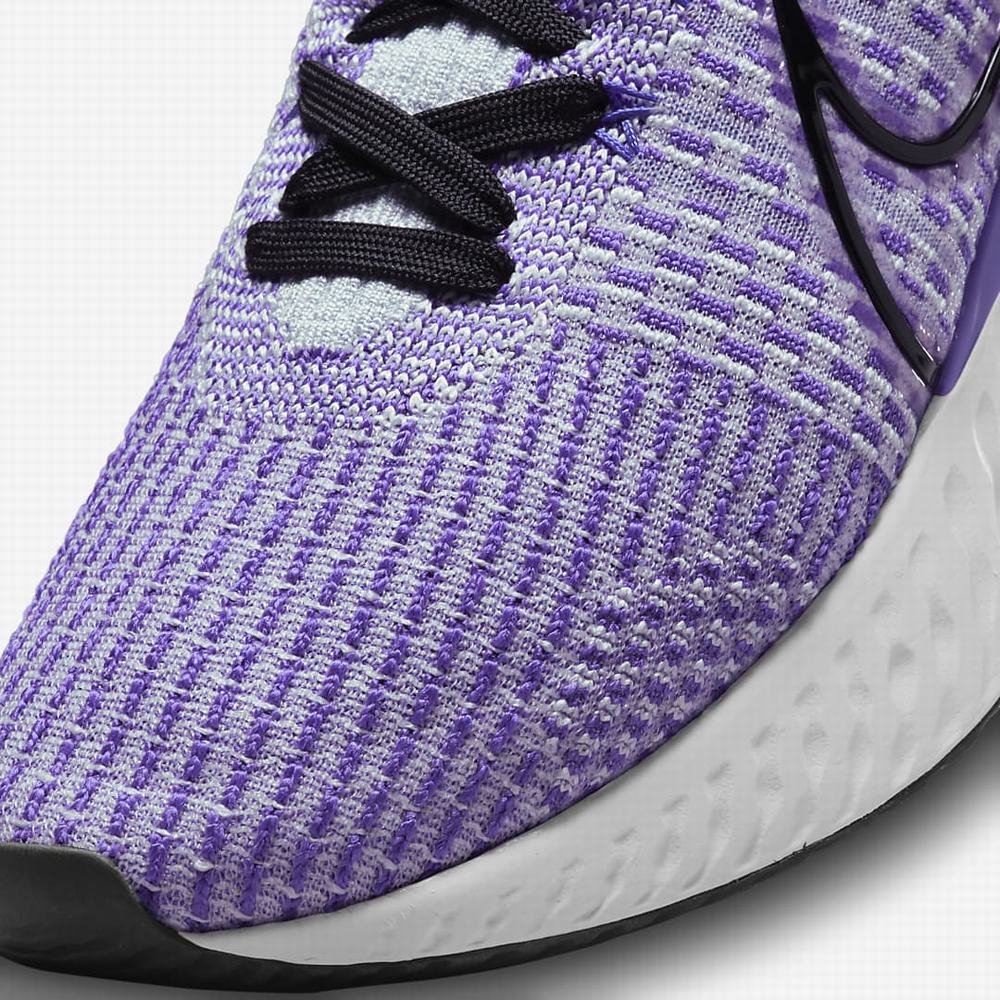 Nike React Infinity Run Flyknit 3 Férfi Futócipő Platina Lila Fekete | NI0542-T14