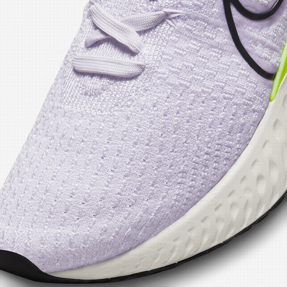 Nike React Infinity Run Flyknit 3 Férfi Futócipő Lila Zöld Sötétszürke | NI0582-A59