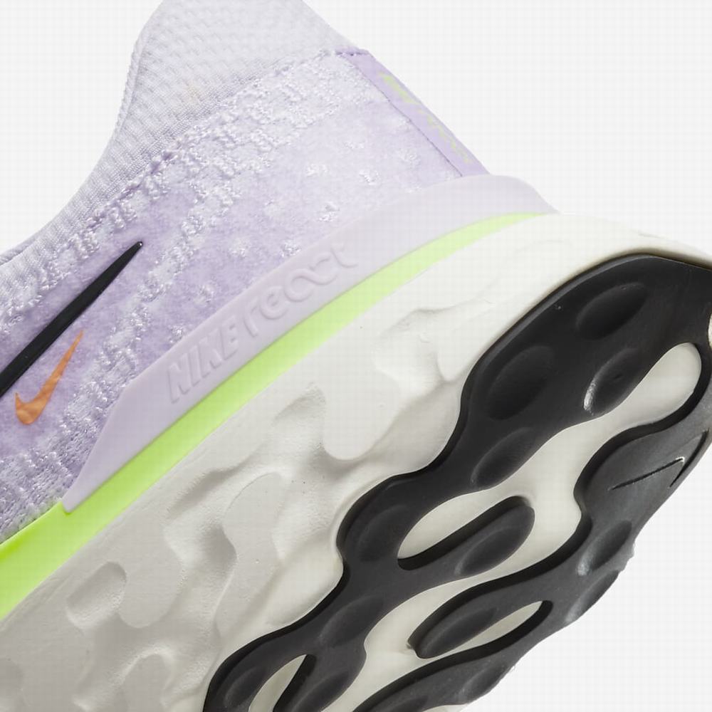 Nike React Infinity Run Flyknit 3 Férfi Futócipő Lila Zöld Sötétszürke | NI0582-A59