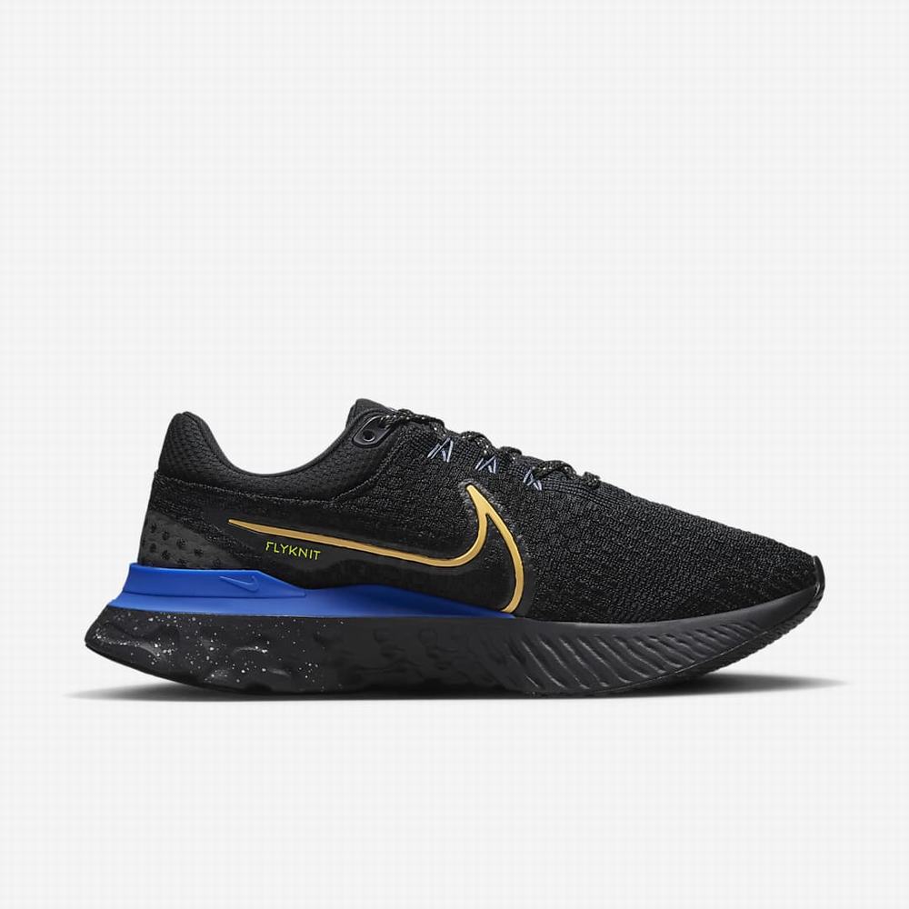 Nike React Infinity Run Flyknit 3 Férfi Futócipő Fekete Királykék Kék | NI2894-Q21
