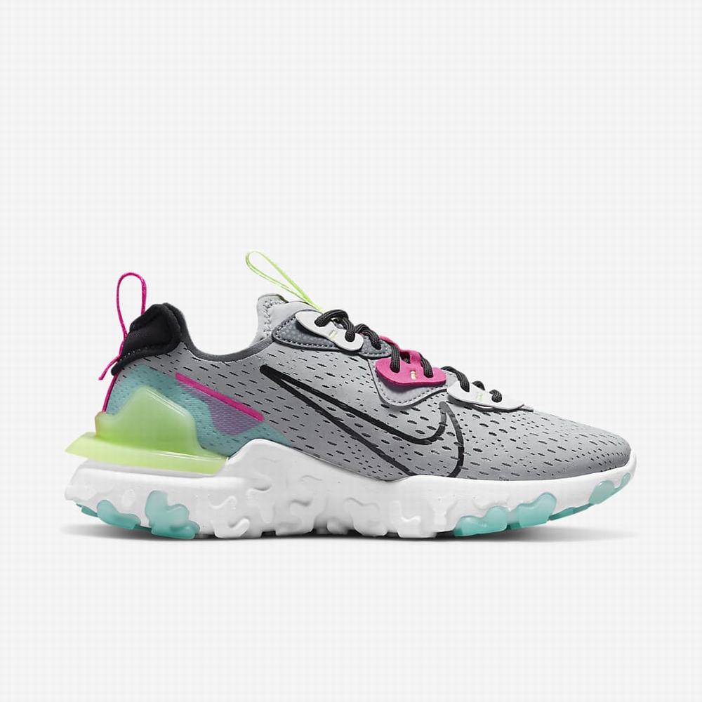 Nike React Vision Női Utcai Cipő Szürke Rózsaszín Fekete | NI1976-P93