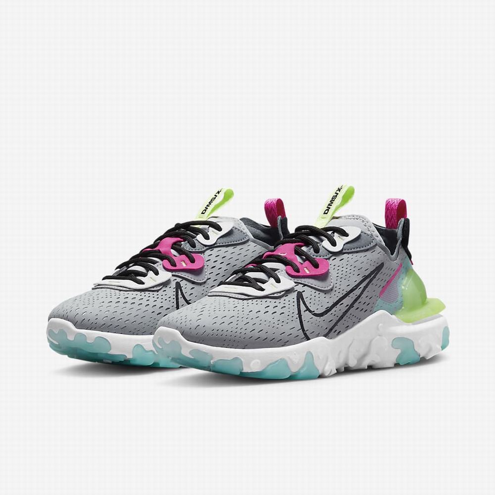 Nike React Vision Női Utcai Cipő Szürke Rózsaszín Fekete | NI1976-P93