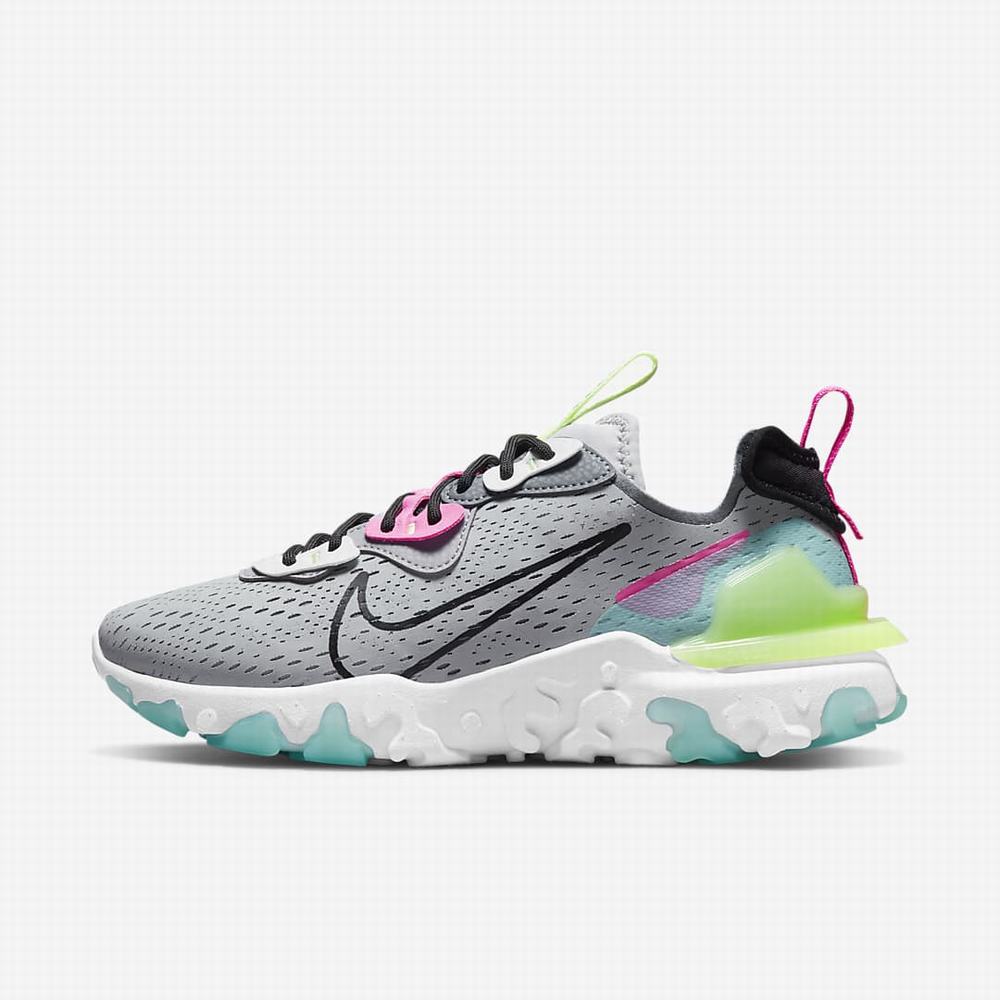 Nike React Vision Női Utcai Cipő Szürke Rózsaszín Fekete | NI1976-P93