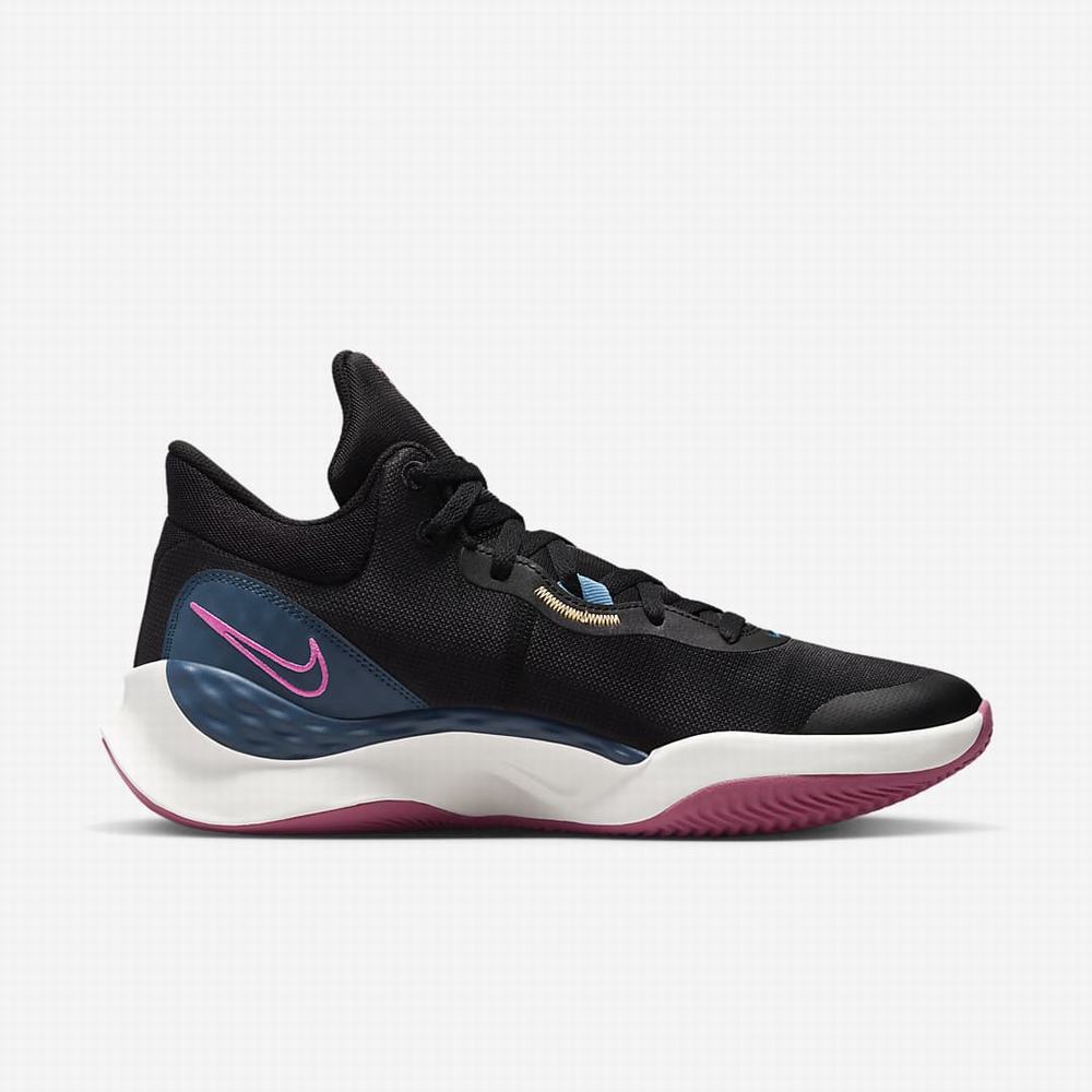 Nike Renew Elevate 3 Női Kosárlabda Cipő Fekete Kék Rózsaszín | NI8526-Y74