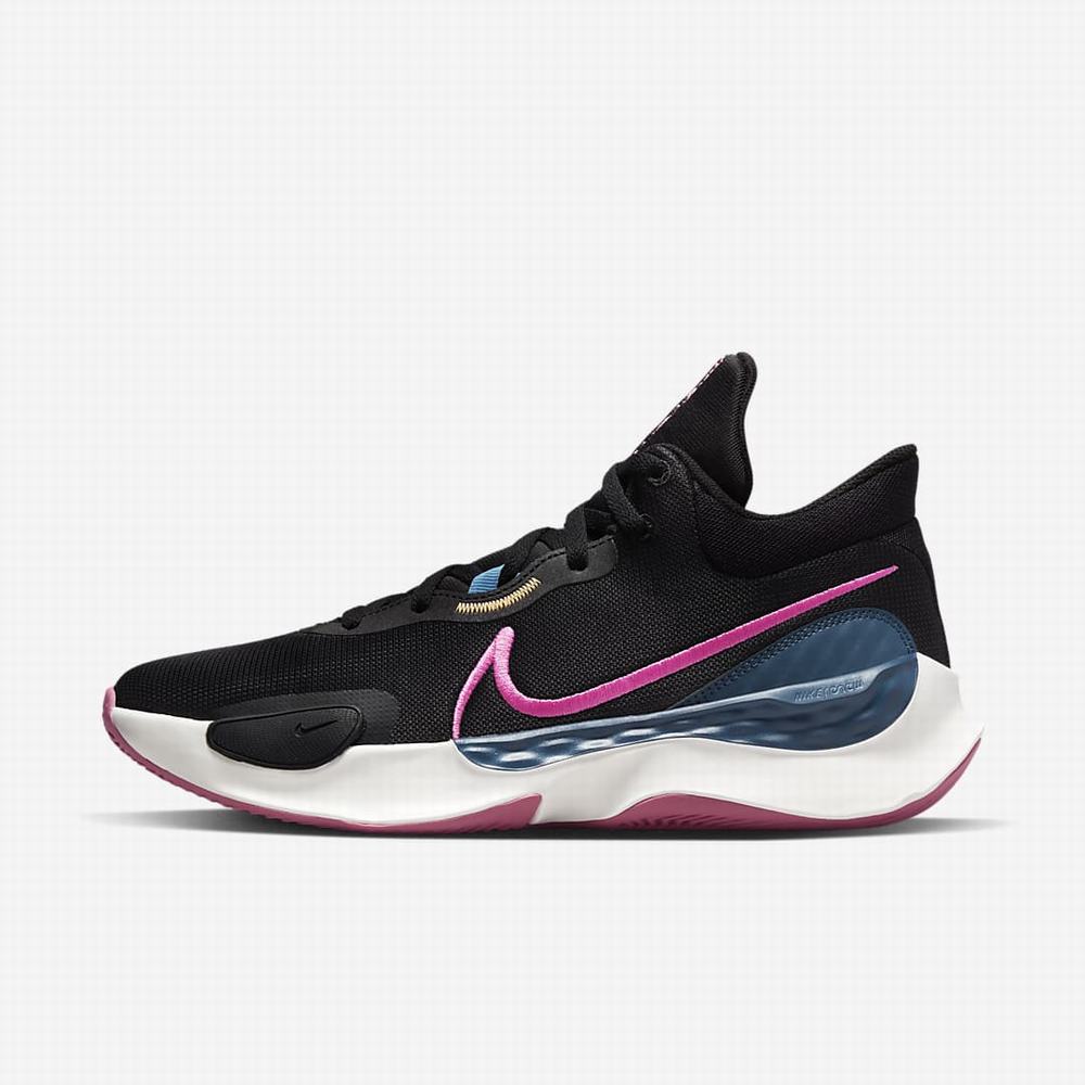 Nike Renew Elevate 3 Női Kosárlabda Cipő Fekete Kék Rózsaszín | NI8526-Y74
