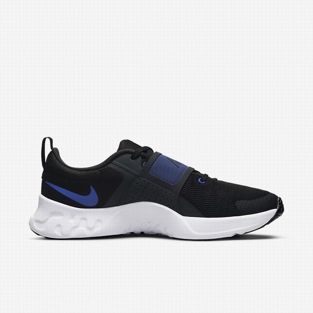Nike Renew Retaliation 4 Férfi Edzőcipő Fekete Sötétszürke Fehér Kék | NI7361-F91