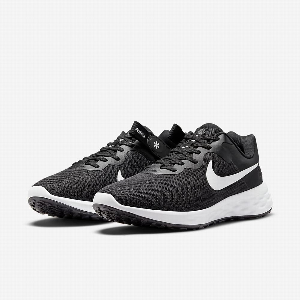 Nike Revolution 6 FlyEase Next Nature Férfi Futócipő Fekete Szürke Fehér | NI6102-X34