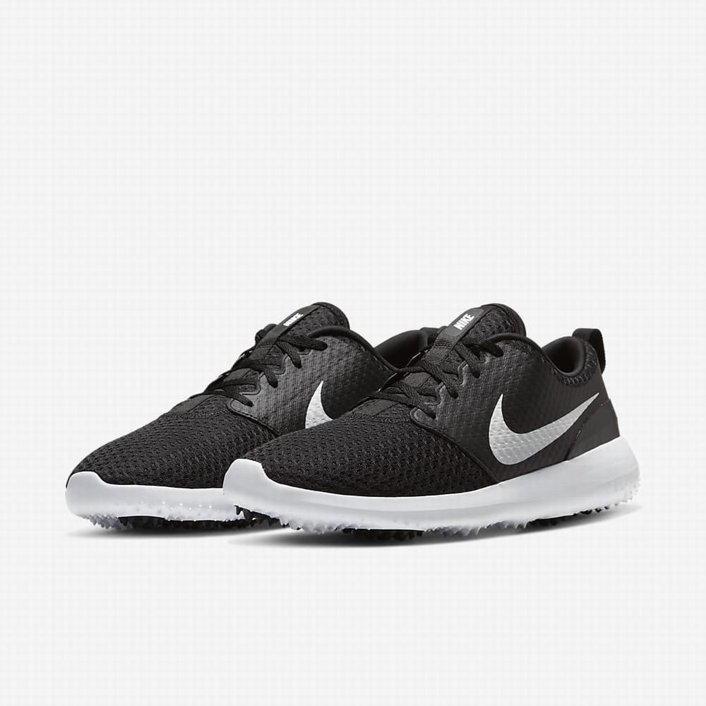 Nike Roshe G Férfi Golf Cipő Fekete Fehér Metal Fehér | NI5908-U29