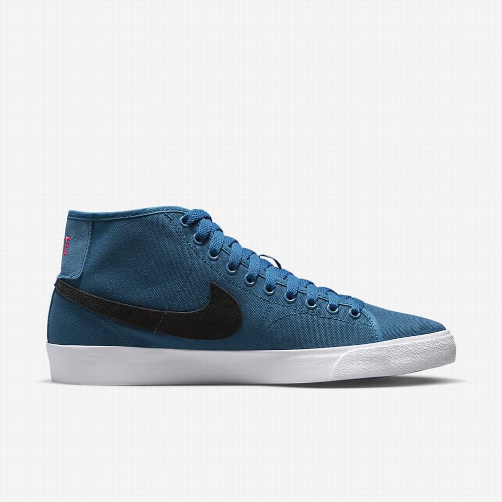 Nike SB Blazer Court Mid Premium Férfi Deszkás Cipő Sötétkék Fekete | NI2518-H97