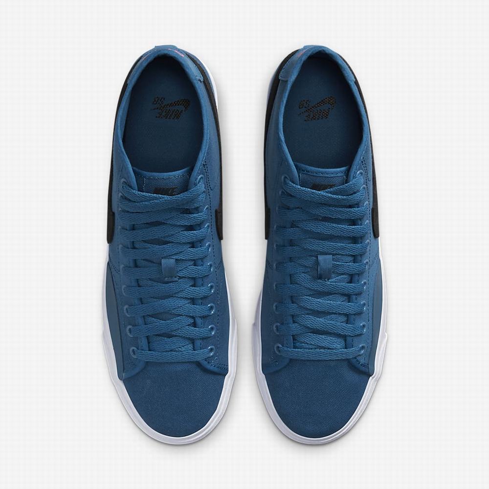 Nike SB Blazer Court Mid Premium Férfi Deszkás Cipő Sötétkék Fekete | NI2518-H97