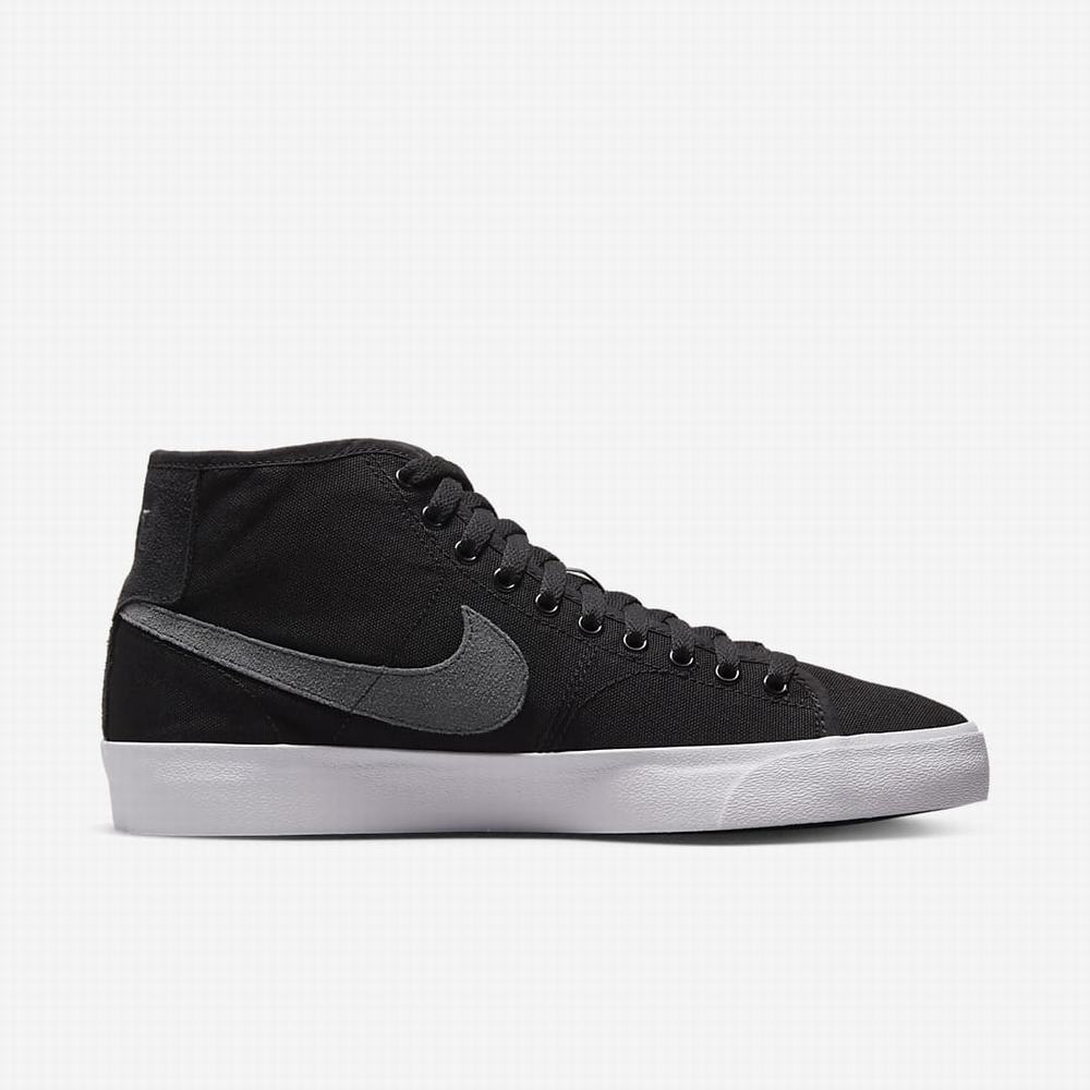 Nike SB Blazer Court Mid Premium Férfi Deszkás Cipő Fekete Sötétszürke | NI6714-J81