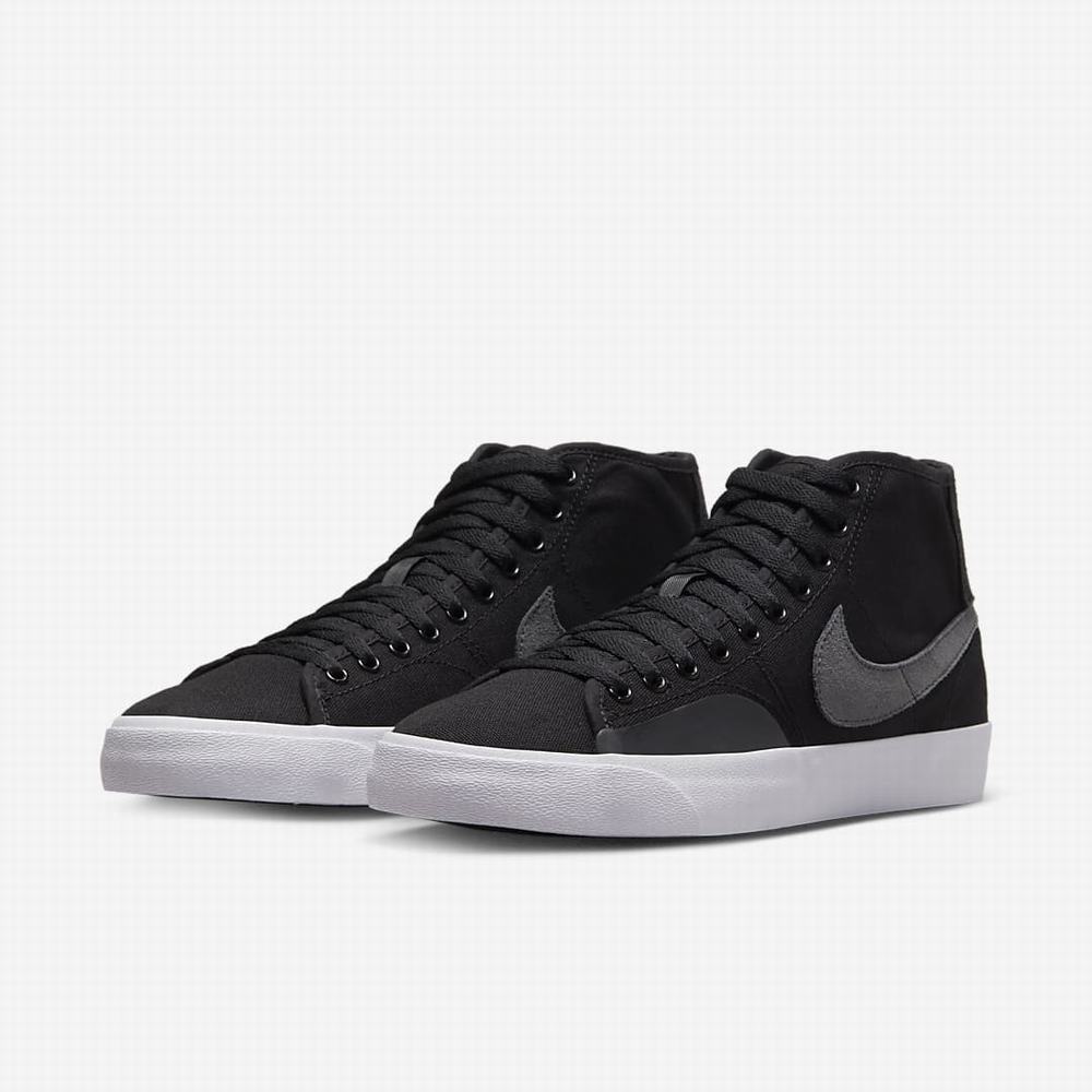 Nike SB Blazer Court Mid Premium Férfi Deszkás Cipő Fekete Sötétszürke | NI6714-J81