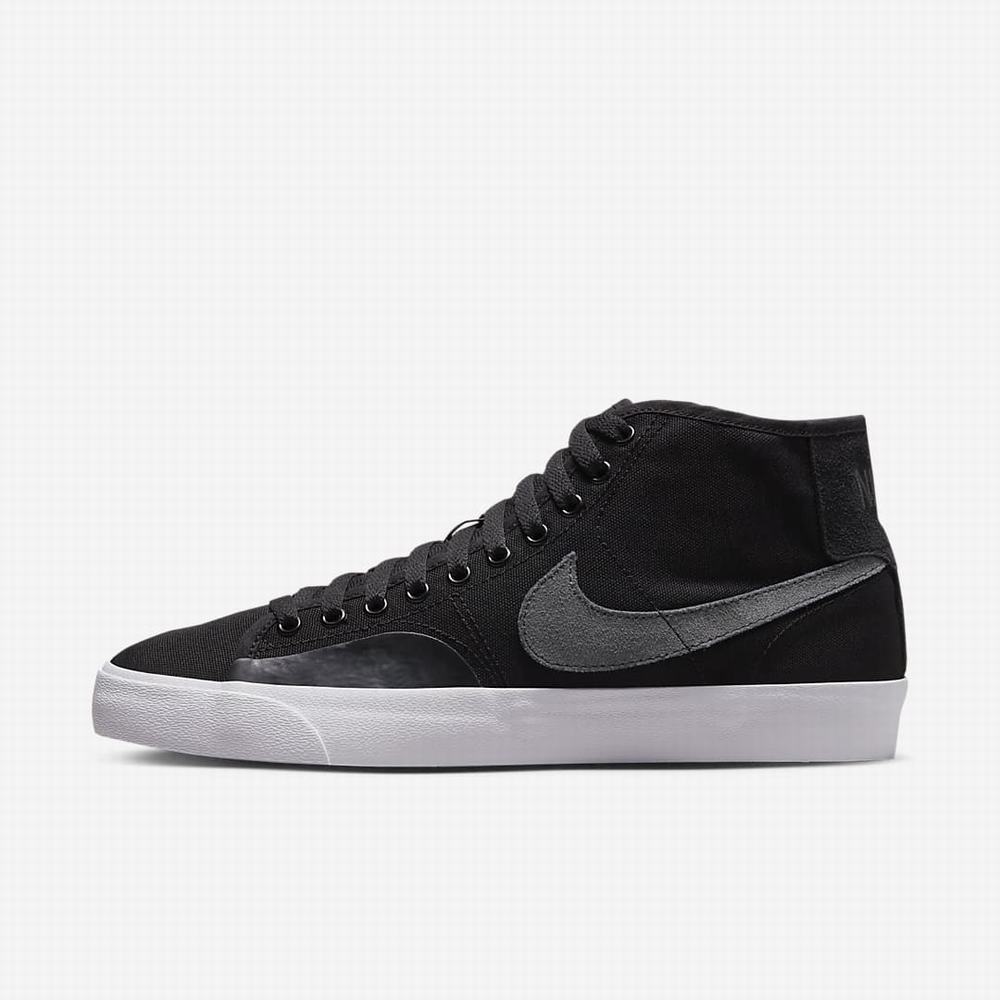 Nike SB Blazer Court Mid Premium Férfi Deszkás Cipő Fekete Sötétszürke | NI6714-J81
