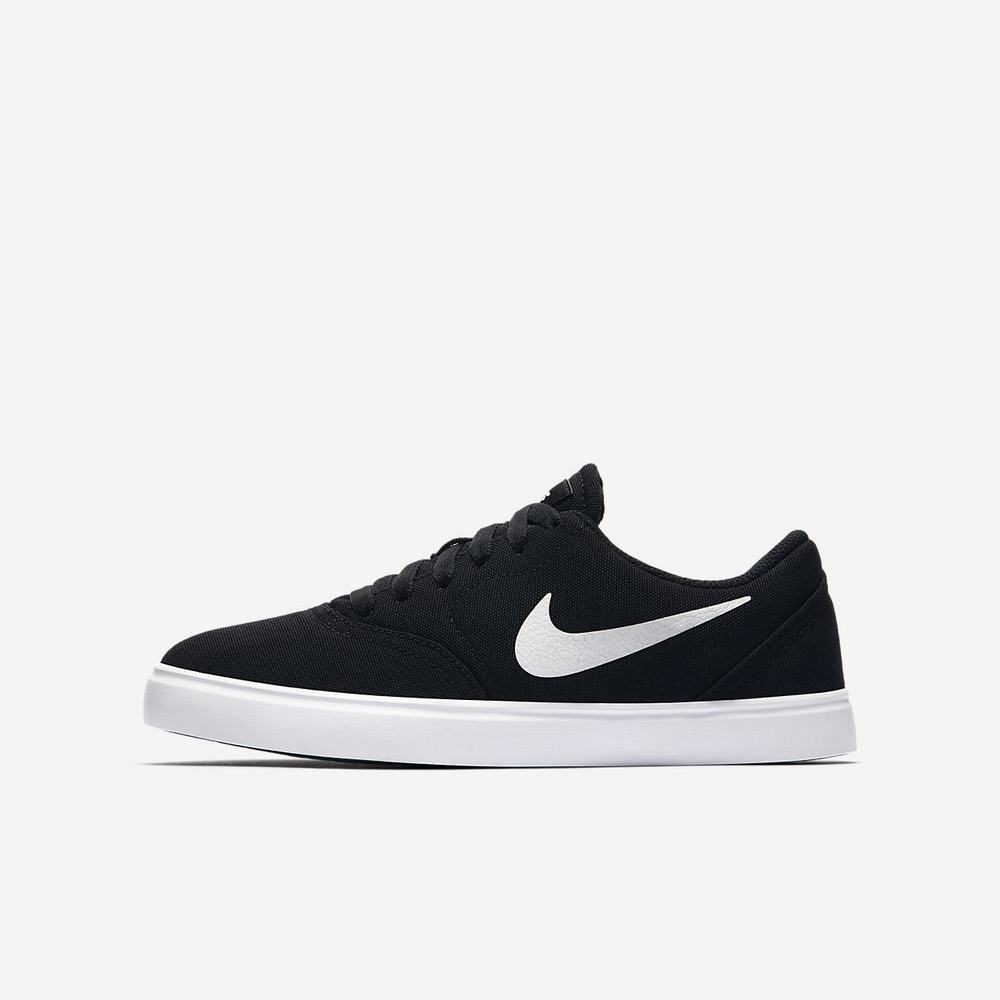 Nike SB Check Canvas Gyerek Deszkás Cipő Fekete Fehér | NI2051-P30