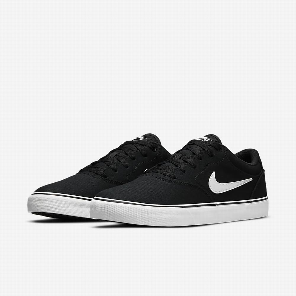 Nike SB Chron 2 Canvas Férfi Deszkás Cipő Fekete Fehér | NI1564-W52