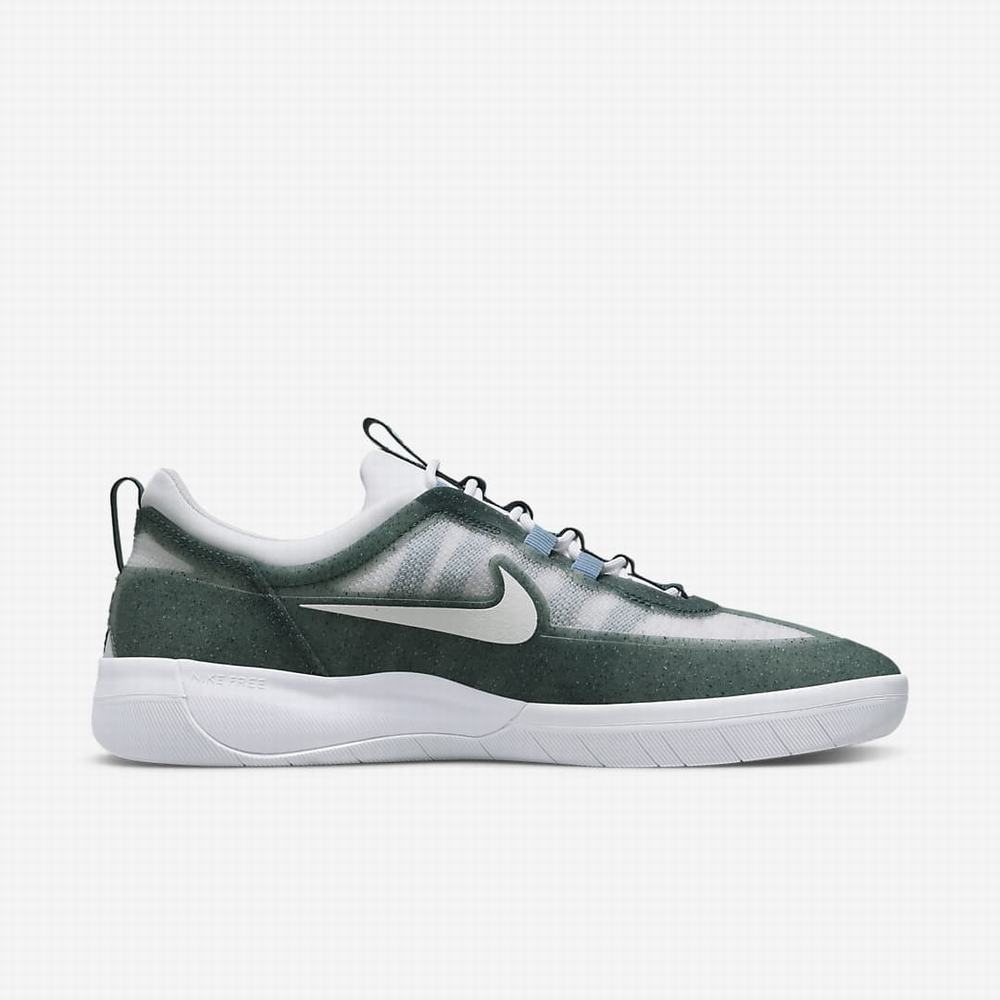 Nike SB Nyjah Free 2 Premium Férfi Deszkás Cipő Szürke Zöld Kék Zöld Fehér | NI1234-Y38