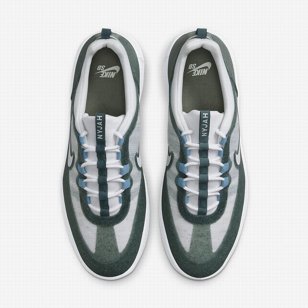 Nike SB Nyjah Free 2 Premium Férfi Deszkás Cipő Szürke Zöld Kék Zöld Fehér | NI1234-Y38