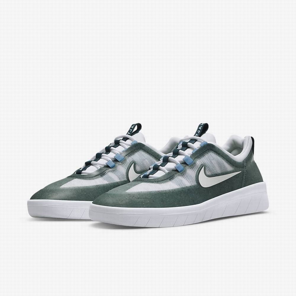 Nike SB Nyjah Free 2 Premium Férfi Deszkás Cipő Szürke Zöld Kék Zöld Fehér | NI1234-Y38