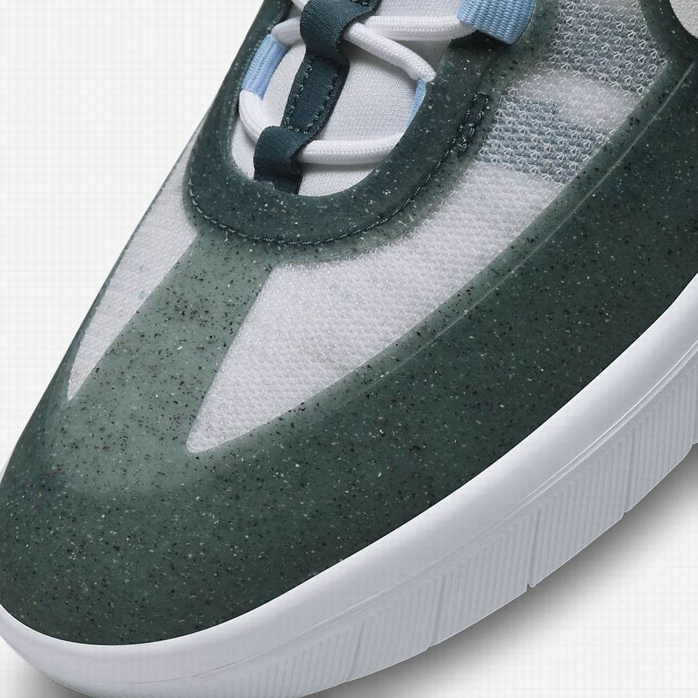 Nike SB Nyjah Free 2 Premium Férfi Deszkás Cipő Szürke Zöld Kék Zöld Fehér | NI1234-Y38