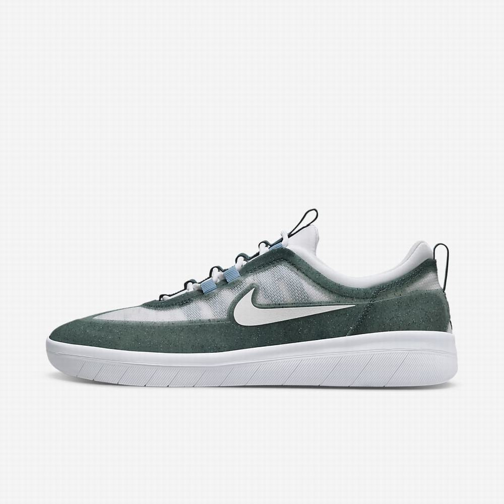 Nike SB Nyjah Free 2 Premium Férfi Deszkás Cipő Szürke Zöld Kék Zöld Fehér | NI1234-Y38