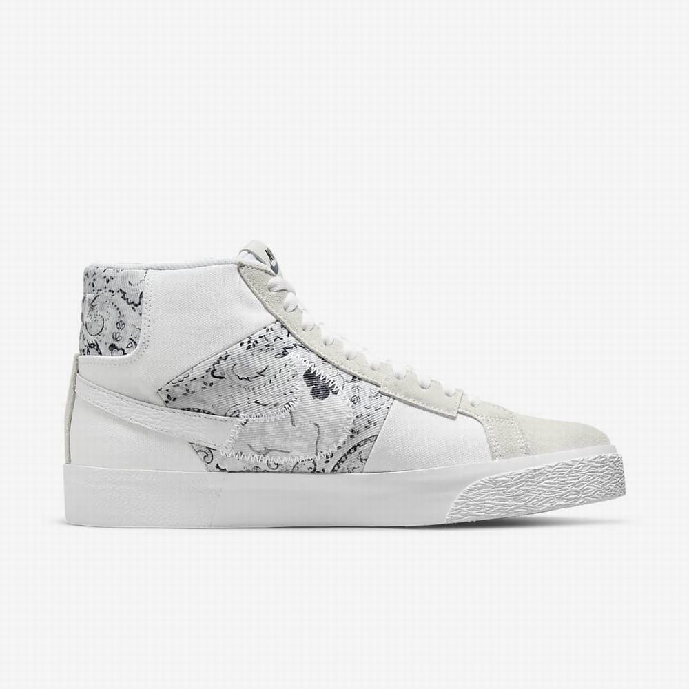 Nike SB Zoom Blazer Mid PRM Női Utcai Cipő Fehér Platina Szürke | NI2534-N14