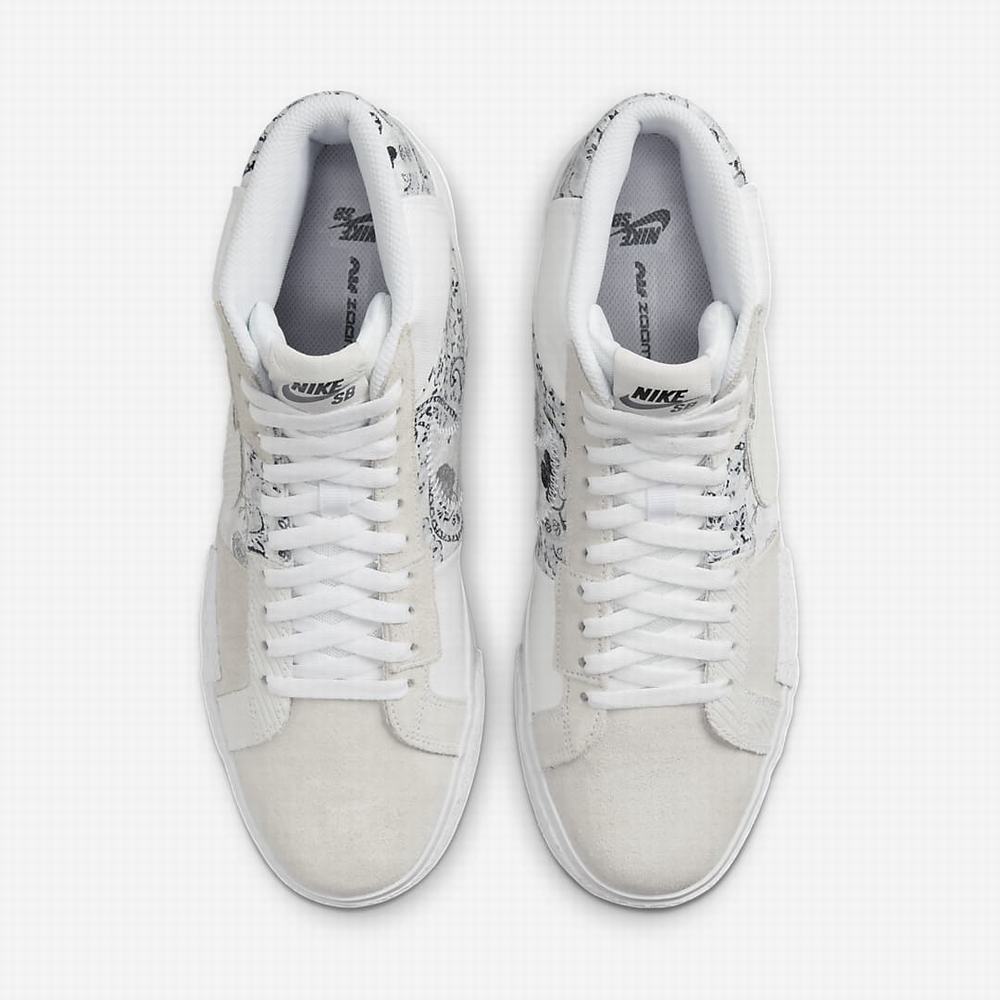 Nike SB Zoom Blazer Mid PRM Női Utcai Cipő Fehér Platina Szürke | NI2534-N14