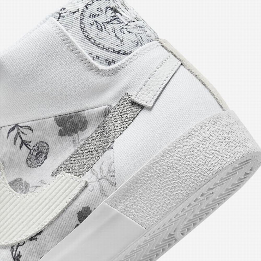 Nike SB Zoom Blazer Mid PRM Női Utcai Cipő Fehér Platina Szürke | NI2534-N14