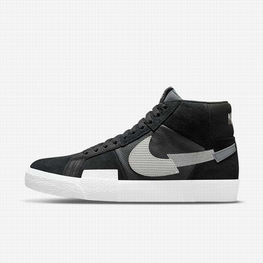 Nike SB Zoom Blazer Mid Premium Női Deszkás Cipő Fekete Szürke Szürke Fehér | NI0853-L13